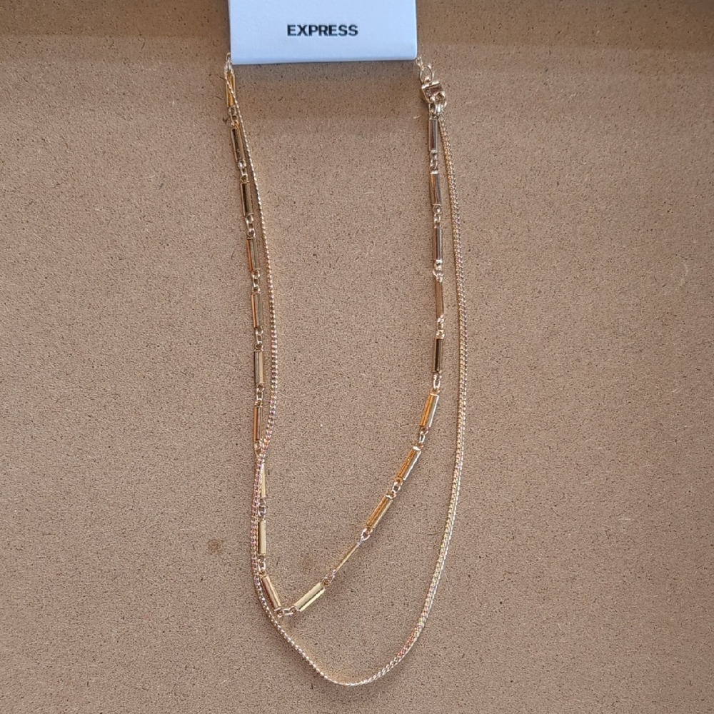 Express Elegant Gold Double Chain Necklace New With Tags